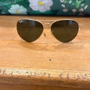 Ray-Ban Classic Gold Sunglasses with Dark Lenses
